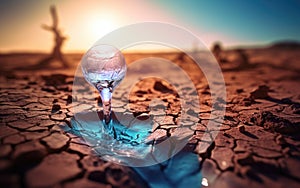 cracked earth, drought, water crisis and global climate change. dehydration of nature.