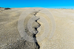 Cracked earth, earthquake