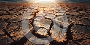 Cracked Earth A Sunset View of DroughtStricken Land