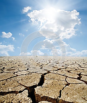 Cracked earth under hot sun