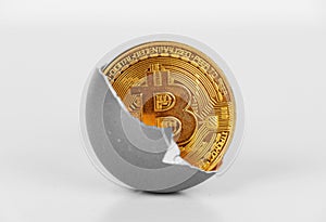 Bitcoin in broken egg.