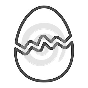 Cracked Egg line icon, Happy Easter concept, Happy Easter greeting card sign on white background, Broken egg icon in