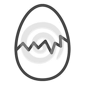 Cracked egg line icon. Hatch the chicken outline style pictogram on white background. Happy Easter traditional broken