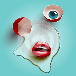 Cracked egg with lips