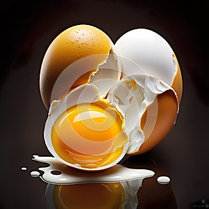 Cracked Egg with Liquid Yolk and White photo