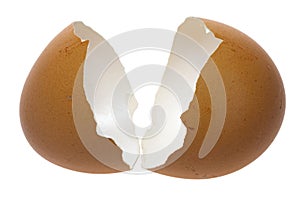 cracked egg shell isolate in white background