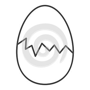 Cracked egg thin line icon. Hatch the chicken outline style pictogram on white background. Happy Easter traditional