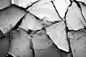 Cracked glass abstract pattern in black and white