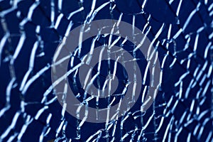 Cracked glass macro blue background high quality prints