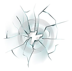 Cracked glass. Realistic broken screen. Crush effect