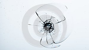 Cracked glass on a white background texture