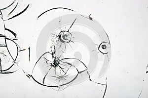 Cracked glass on a white background texture