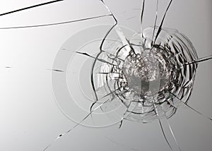 Cracked glass on a white background texture