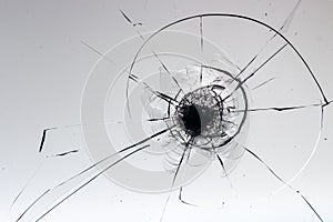 Cracked glass on a white background texture