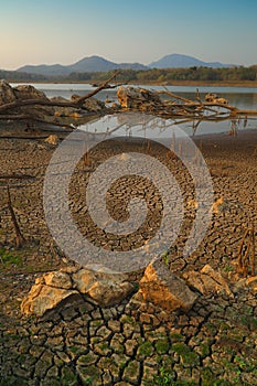 Cracked ground Mae jang Dam , Lampang ,Thailand