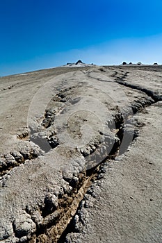 Cracked ground from muddy volcanoes in Romania