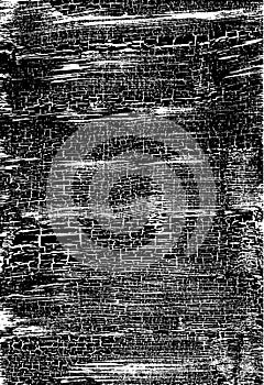 Cracked Grunge Texture. Weathered Messy Background. Black And White. Vector.