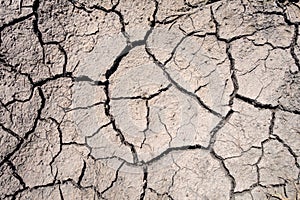 Cracked by the heat long lifeless soil, dry ground