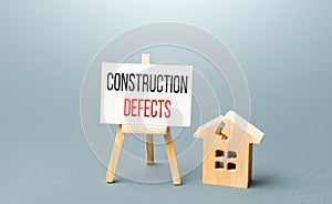 Cracked house and construction defects sign. Correction of damage and elimination of causes that violate the integrity of the photo