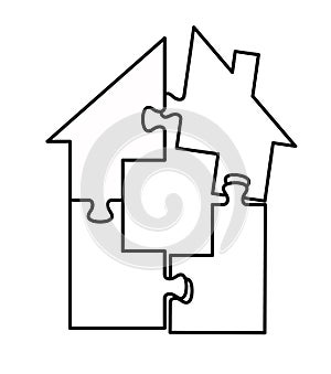 Cracked house isolated on background. Divorce couple. Split house symbol divorce family. Rip relationship. Concept breakup. Divorc