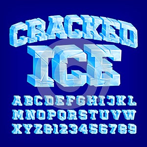 Cracked Ice alphabet font. 3D letters and numbers.