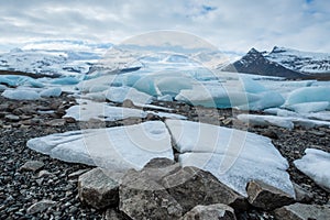 Cracked ice floe in FjallsÃ¡rlÃ³n Iceberg