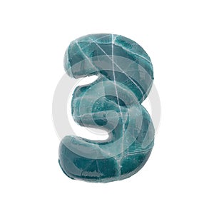 cracked ice number 3 - 3d frozen digit - Suitable for Nature, winter or Christmas related subjects