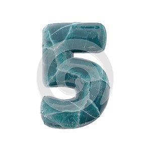 cracked ice number 5 - 3d frozen digit - Suitable for Nature, winter or Christmas related subjects