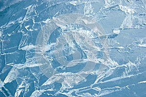 Cracked ice surface (background, texture) photo