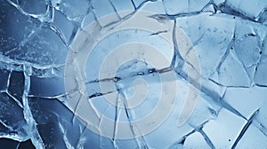 Cracked ice texture. Abstract background for design. Blue color. Generative AI