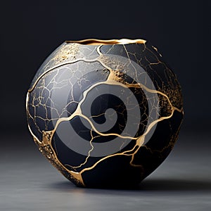 Cracked and Mended Celestial Bodies with Golden Kintsugi Technique