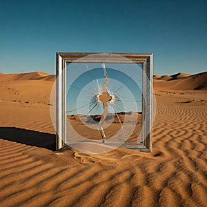 Cracked Mirror in Desert