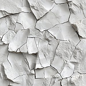 Cracked Off White Textured Surface with Irregular Fragmentation