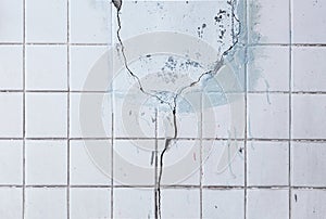 Cracked old grunge ceramic tile wall texture