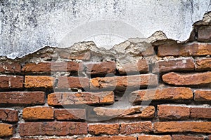 Cracked old temple brick wall texture background