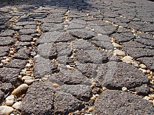 Cracked pavement