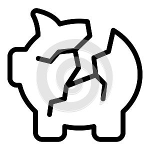 Cracked piggy bank icon outline vector. Alarm fail