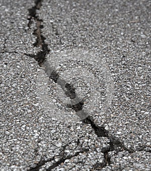 Cracked road on asphalt