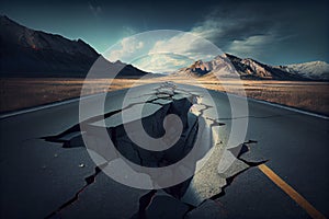 cracked road after earthquake