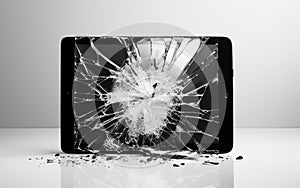 Cracked Screen Tablet on Transparent Background -Generative Ai