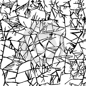 Cracked seamless pattern texture isolated on transparent background. Texture with many cracks and scratches.
