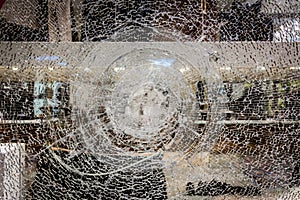 Cracked Shop Window Glass Display Texture Closeup Detail Broken