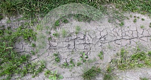 cracked soil in the field during the absence of rains