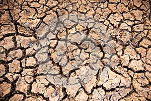 Cracked soil texture background, dried and drought