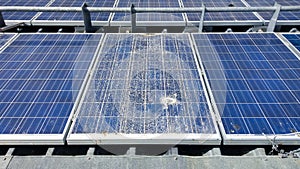 Cracked solar modules on roof