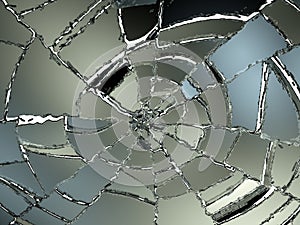 Cracked and Splitted glass on white