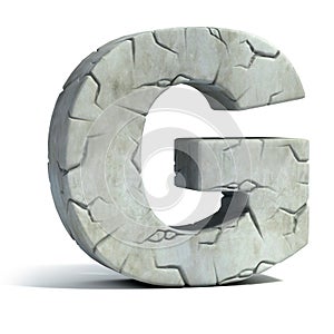 Cracked stone 3d font letter G