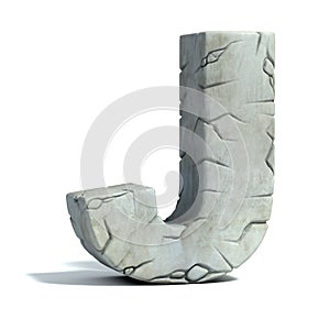 Cracked stone 3d font letter J