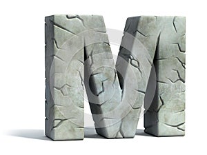 Cracked stone 3d font letter M