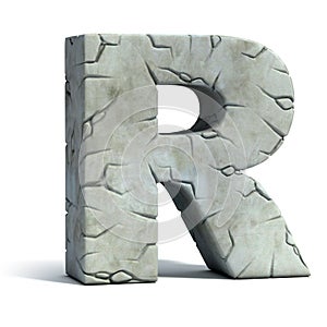Cracked stone 3d font letter R